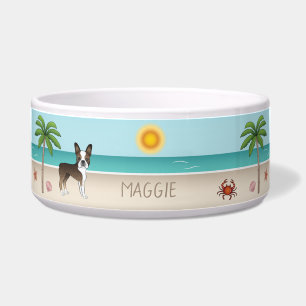 Brindle Boston Terrier At A Tropical Summer Beach Bowl