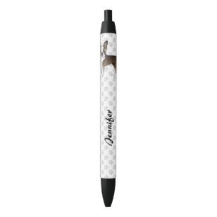 Brindle Boston Terrier Cartoon Dog & Custom Text Pen