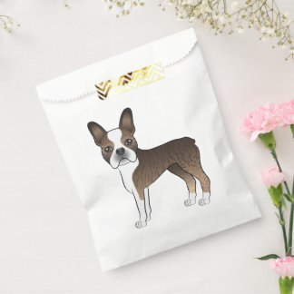 Brindle Boston Terrier Cartoon Dog Illustration Favor Bag