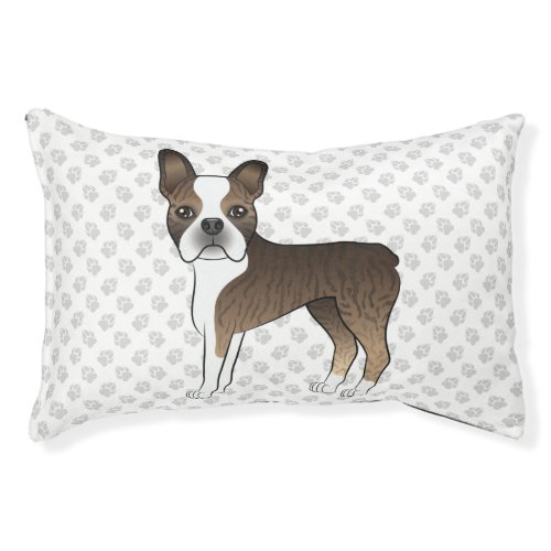 Brindle Boston Terrier Cute Cartoon Dog  Paws Pet Bed