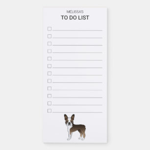 Brindle Boston Terrier Cute Cartoon Dog To Do List Magnetic Notepad