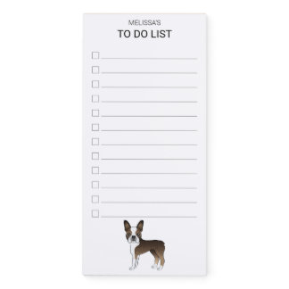 Brindle Boston Terrier Cute Cartoon Dog To Do List Magnetic Notepad