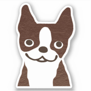 Brindle Boston Terrier Cute Cartoon Dog Vinyl Sticker
