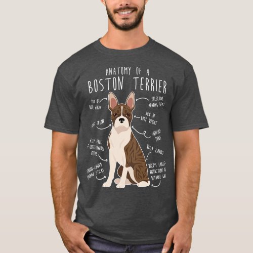 Brindle Boston Terrier Dog Anatomy T_Shirt