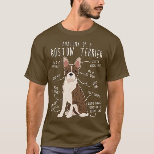 Brindle Boston Terrier Dog Anatomy T_Shirt