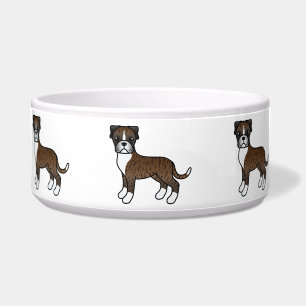 Brindle Boxer Cute Cartoon Dog Bowl