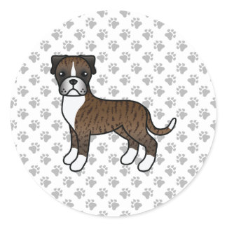 Brindle Boxer Cute Cartoon Dog Classic Round Sticker
