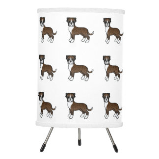 Brindle Boxer Cute Cartoon Dog Pattern Tripod Lamp