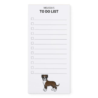 Brindle Boxer Cute Cartoon Dog To Do List Magnetic Notepad