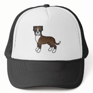 Brindle Boxer Dog Cute Cartoon Dog Illustration Trucker Hat