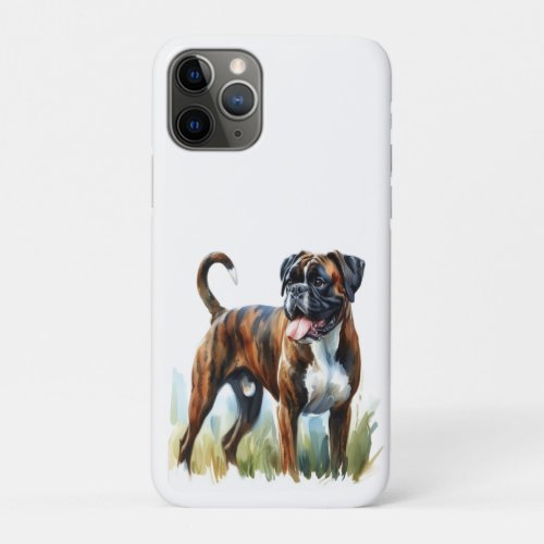 Brindle Boxer Dog featured in Watercolor iPhone 11 Pro Case