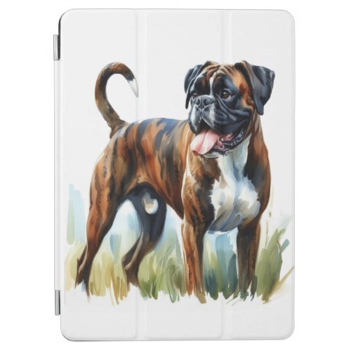 Brindle Boxer Dog featured in Watercolor iPad Air Cover