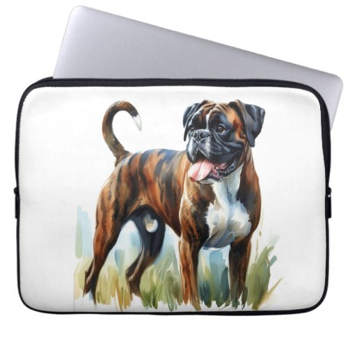 Brindle Boxer Dog featured in Watercolor Laptop Sleeve