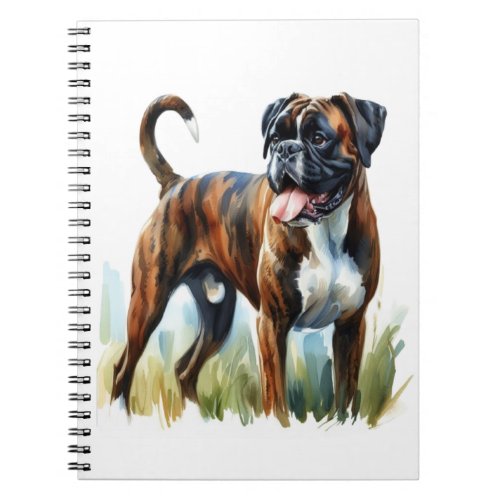 Brindle Boxer Dog featured in Watercolor Notebook