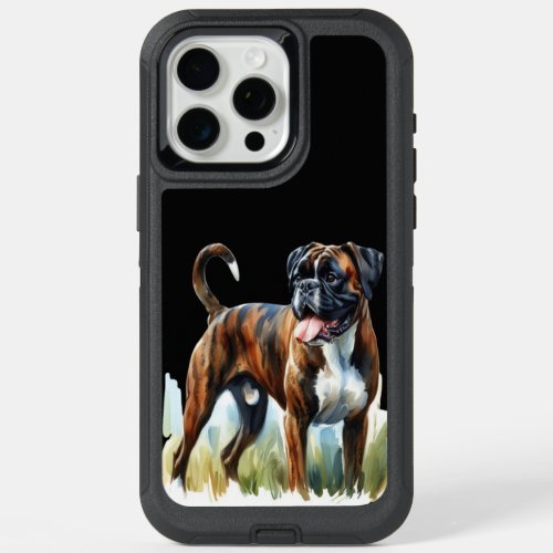 Brindle Boxer Dog featured in Watercolor iPhone 15 Pro Max Case