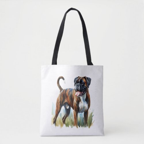 Brindle Boxer Dog featured in Watercolor Tote Bag