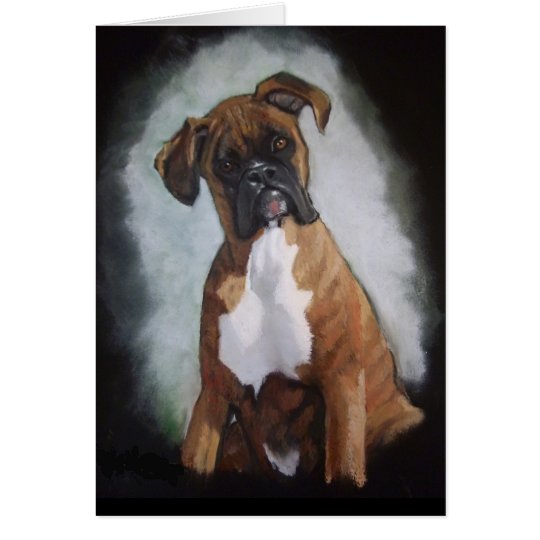 Brindle Boxer Dog in Oil Pastel: Cute Animal Art Card