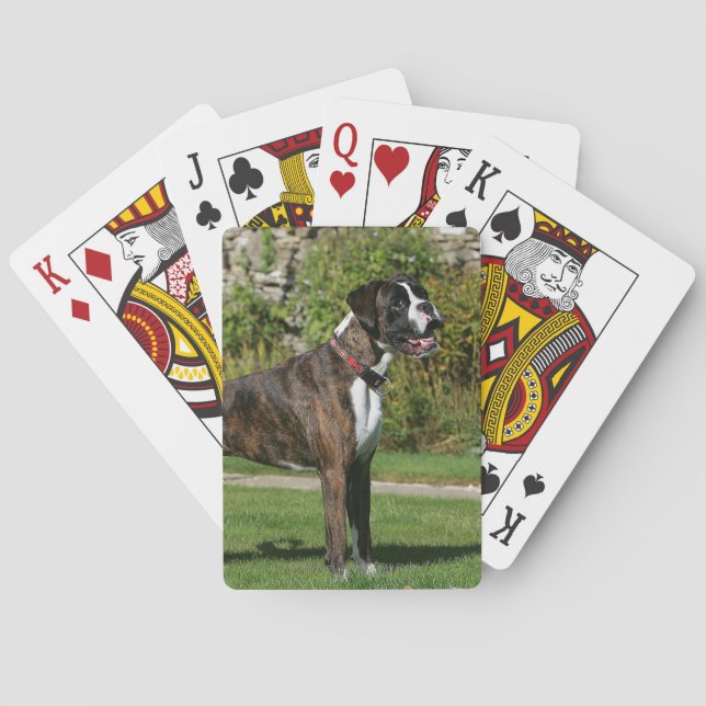 Brindle Boxer Dog Show Stance Poker Cards (Back)