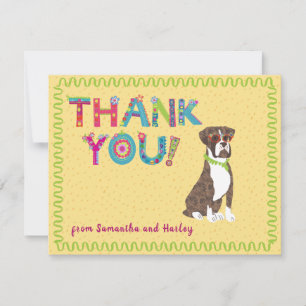 Brindle Boxer Fun Colorful Floral Letters Thank You Card