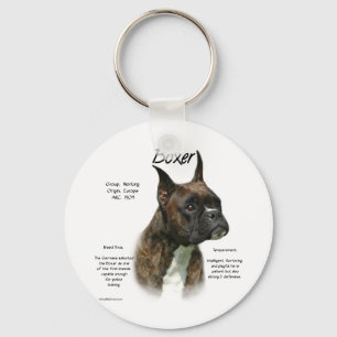 Brindle Boxer History Keychain