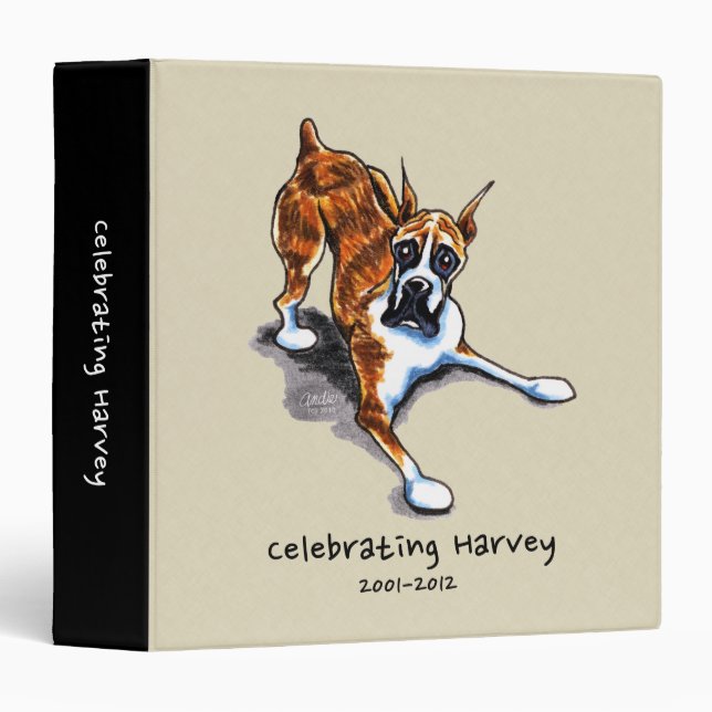 Brindle Boxer Personalized Memory Photo Album 3 Ring Binder (Front/Spine)
