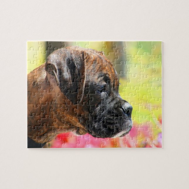 Brindle boxer puppy jigsaw puzzle (Horizontal)
