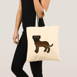 Brindle Bullmastiff Cartoon Dog Tote Bag