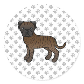 Brindle Bullmastiff Cute Cartoon Dog Classic Round Sticker