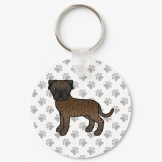 Brindle Bullmastiff Cute Cartoon Dog Keychain
