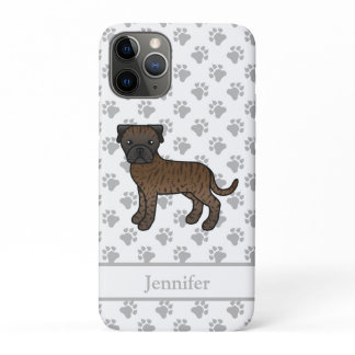 Brindle Bullmastiff Cute Cartoon Dog &amp; Name iPhone 11 Pro Case