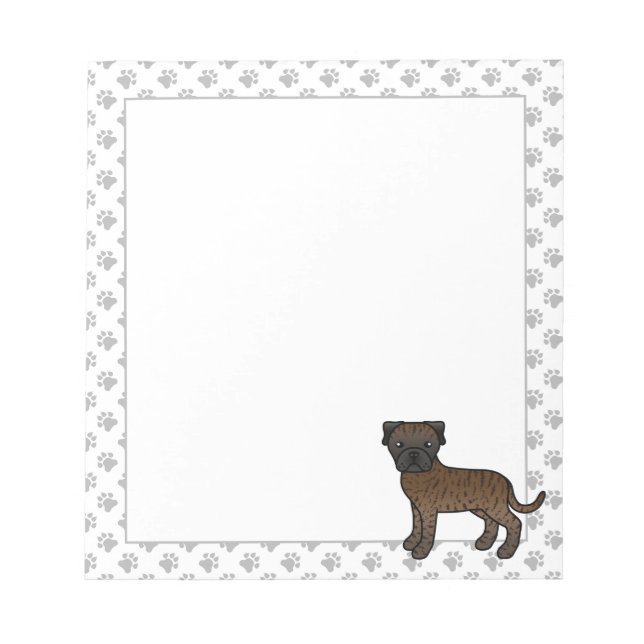 Brindle Bullmastiff Cute Cartoon Dog Notepad (Front)