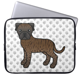 Brindle Bullmastiff Cute Cartoon Dog &amp; Paws Laptop Sleeve