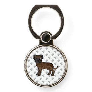 Brindle Bullmastiff Cute Cartoon Dog &amp; Paws Phone Ring Stand
