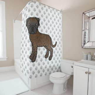 Brindle Bullmastiff Cute Cartoon Dog Shower Curtain