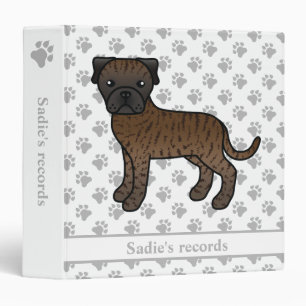 Brindle Bullmastiff Cute Cartoon Dog & Text 3 Ring Binder