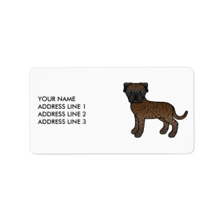 Brindle Bullmastiff Cute Cartoon Dog &amp; Text Label
