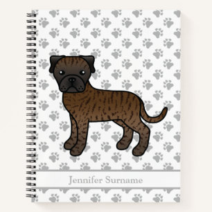 Brindle Bullmastiff Cute Cartoon Dog & Text Notebook