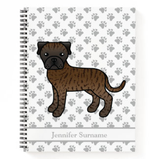 Brindle Bullmastiff Cute Cartoon Dog &amp; Text Notebook