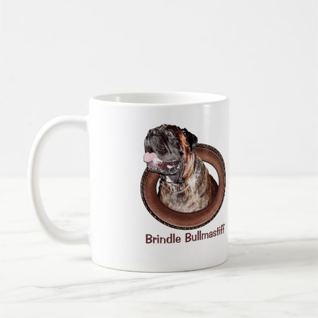 Brindle Bullmastiff Gifts Coffee Mug with Big Dog (Left)