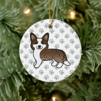 Brindle Cardigan Welsh Corgi Cartoon Dog Ceramic Ornament