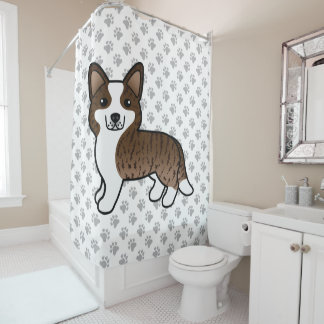 Brindle Cardigan Welsh Corgi Cartoon Dog Shower Curtain