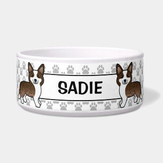 Brindle Cardigan Welsh Corgi Dog &amp; Name Bowl