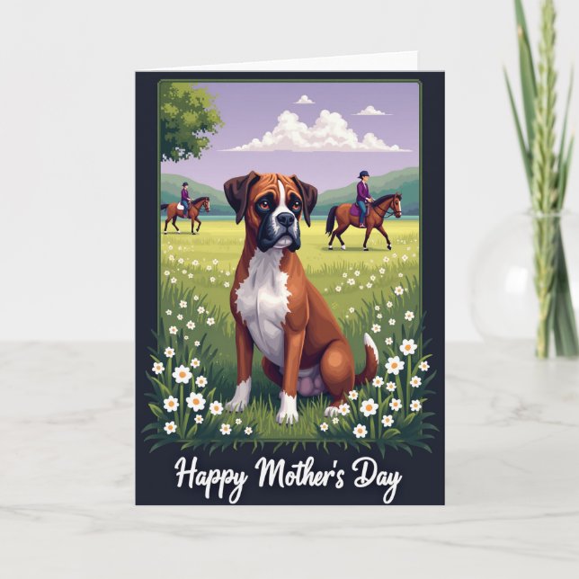 Brindle Dog Mothers Day Scene Card (Front)