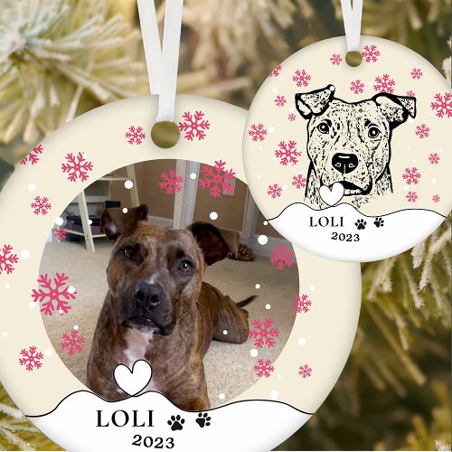 Brindle Dog Personalized Hand Drawing Ceramic Ornament