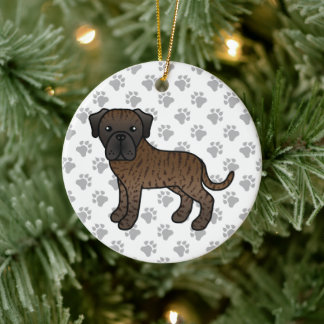 Brindle English Mastiff Cute Cartoon Dog Ceramic Ornament