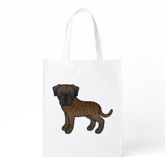 Brindle English Mastiff Cute Cartoon Dog Grocery Bag