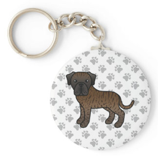 Brindle English Mastiff Cute Cartoon Dog Keychain