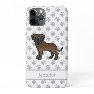 Brindle English Mastiff Cute Cartoon Dog &amp; Name iPhone 11 Pro Case