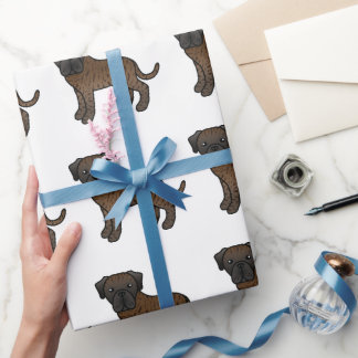 Brindle English Mastiff Cute Cartoon Dog Pattern Wrapping Paper
