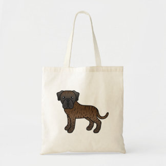 Brindle English Mastiff Cute Cartoon Dog Tote Bag